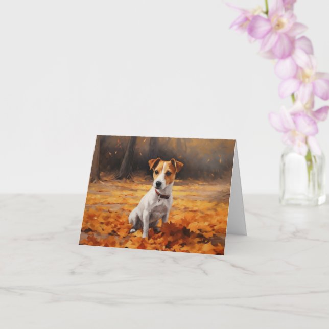Tarjeta Jack Russell en otoño se inspira en la caída (Orquídea)