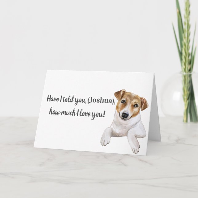Tarjeta Jack Russell, te amo, saludo (Anverso)