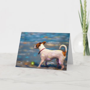 Tarjeta Jack Russell Terrier Dog Art - Jack at the Beach