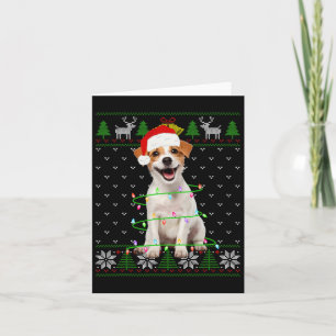 Tarjeta Jack Russell Terrier Dog Christmas Tree Lights Pup