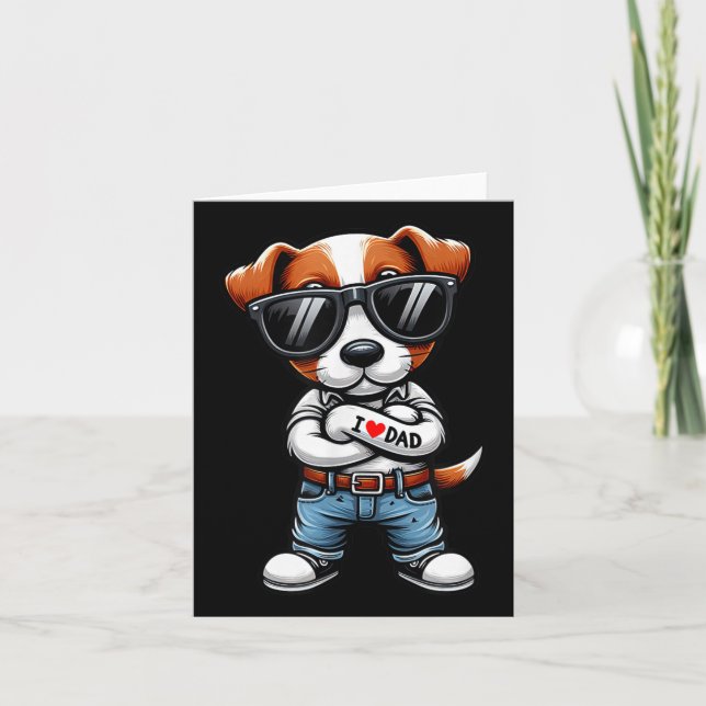 Tarjeta Jack Russell Terrier I Love Dad Funny Dog Tattoo (Anverso)