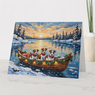 Tarjeta Jack Russell Terrier Navidad Barco Fiesta