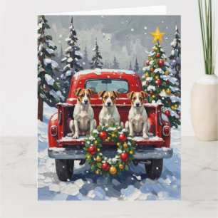 Tarjeta Jack Russell Terrier Navidad Camión Rojo Festa