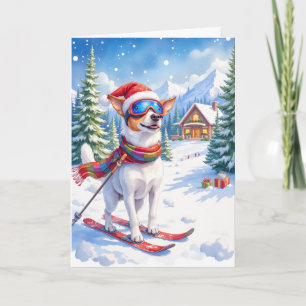 Tarjeta Jack Russell Terrier Navidad Resort de Esquí Fiest