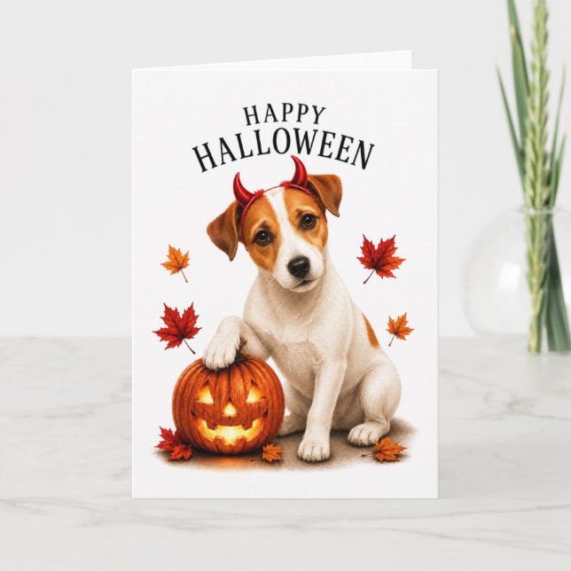 Tarjeta Jack Russell Terrier Perro Diablo (Anverso)