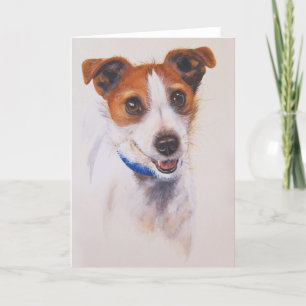 Tarjeta Jack Russell Terrier pintado en Acuarela