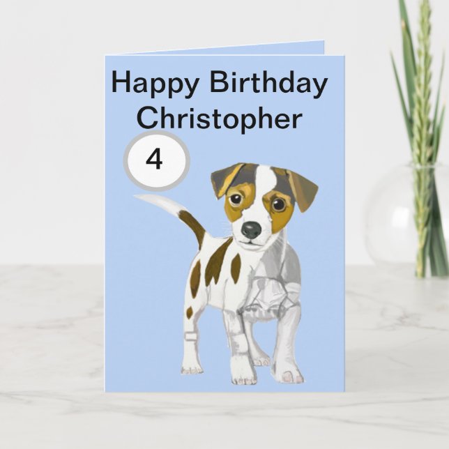Tarjeta Jack Russell Terrier Puppy Edad de Niños Editables (Anverso)