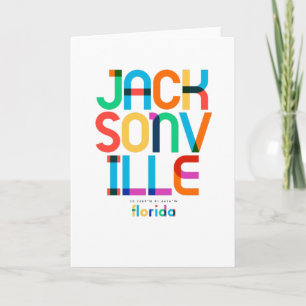 Tarjeta Jacksonville Florida Mid Century, Arte Pop,