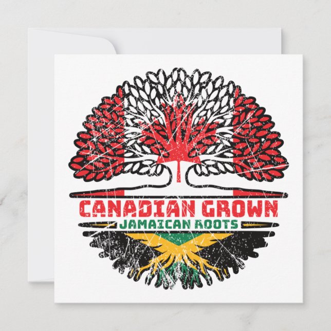 Tarjeta Jamaica Bandera de raíces de árbol canadiense cana (Anverso)