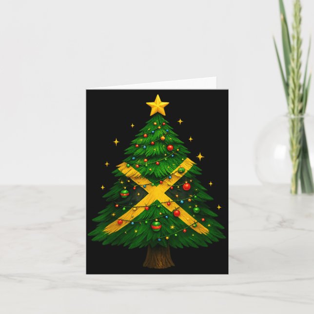 Tarjeta Jamaican Christmas Tree Design, Festive Holiday Gr (Anverso)