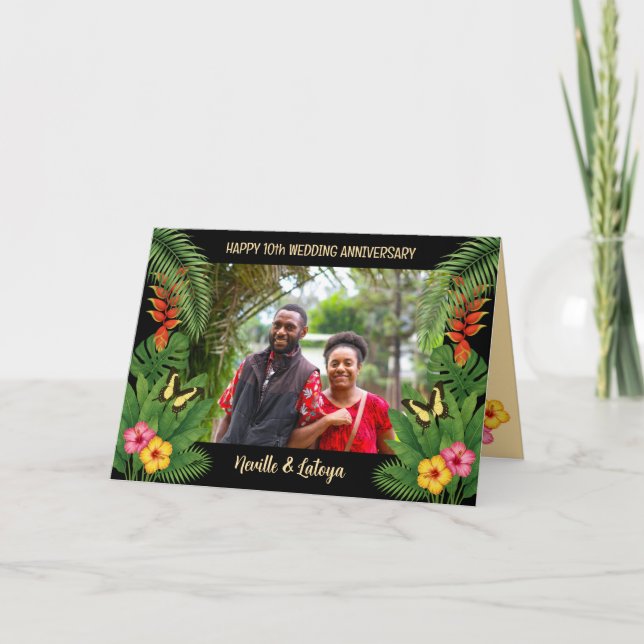 Tarjeta Jamaican Tropical Wedding Anniversary Add Photo (Anverso)
