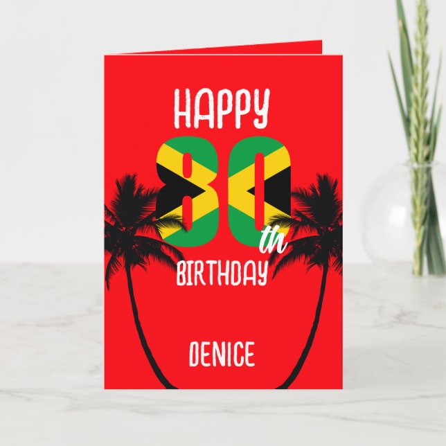 Tarjeta Jamaicano feliz 80 cumpleaños (Anverso)