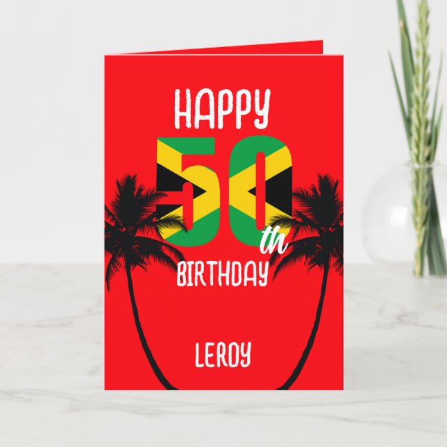 Tarjeta Jamaiquino feliz 50 aniversario (Anverso)
