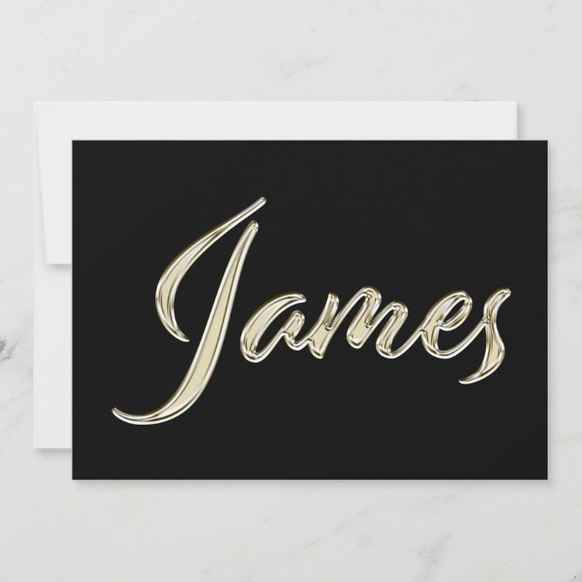 Tarjeta James Name white gold Handwriting Karte (Anverso)