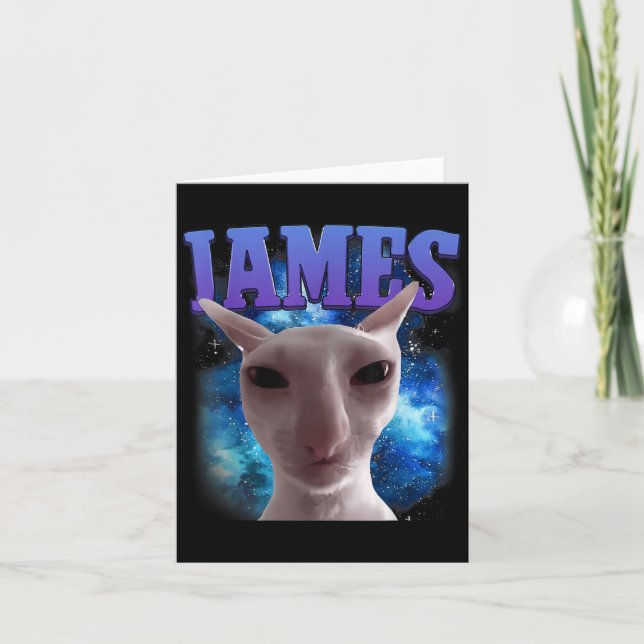 Tarjeta James The Cat Meme Funny Silly Cats Brainrot Meme (Anverso)