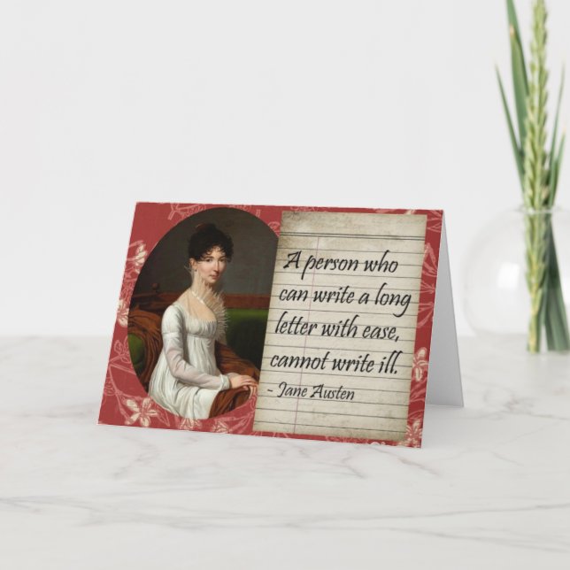 Tarjeta Jane Austen que escribe diseño inspirado (Anverso)