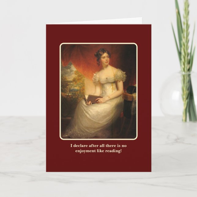 Tarjeta Jane Austen sobre libros (Anverso)