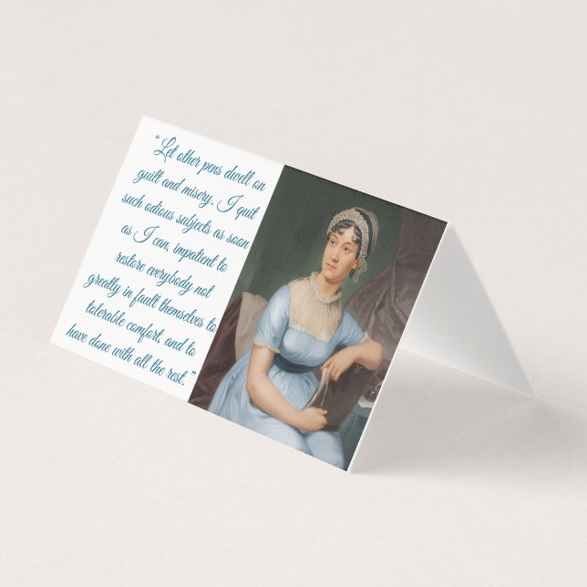 Tarjeta Jane Austen w/ quote (blue) Folded Card (Anverso)