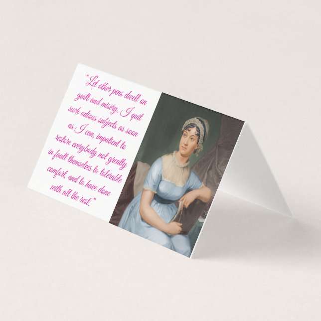Tarjeta Jane Austen w/ quote (pink) Folded Card (Anverso)