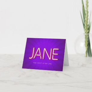 Tarjeta Jane Nombre en Luces de Neón Brillantes