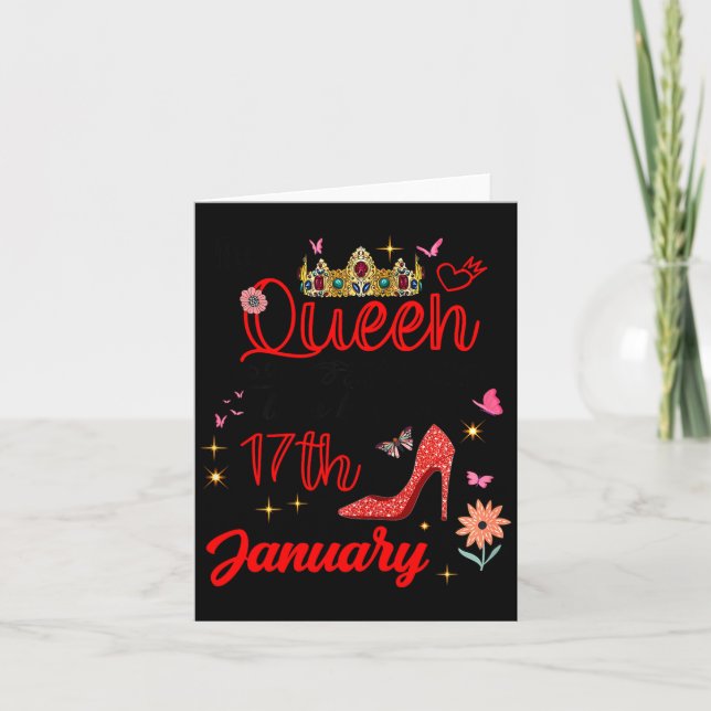 Tarjeta January 17 Birthday This Queen Was Born On January (Anverso)