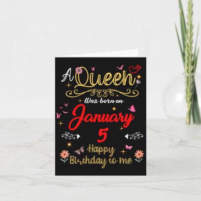 Tarjeta January 5 Birthday A Queen Was Born In 5th January (Anverso)