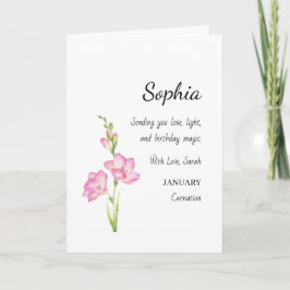 Tarjeta January Carnation Personalized Birthday