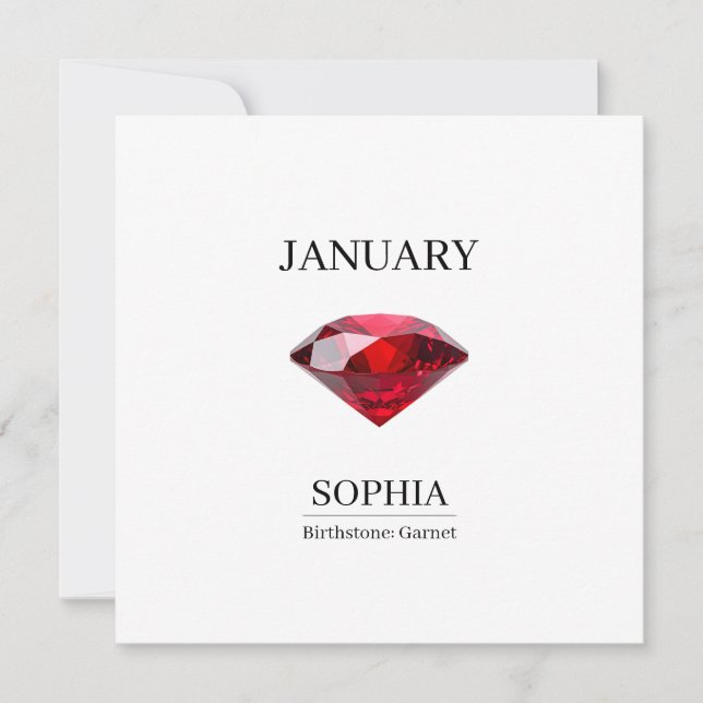 Tarjeta January Garnet Personalized Birthday (Anverso)