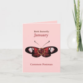 Tarjeta January Red Common Postman Butterfly Illustration