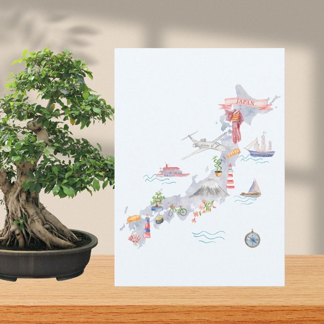 Tarjeta Japan Illustrated Map Flat Greeting (In situ)