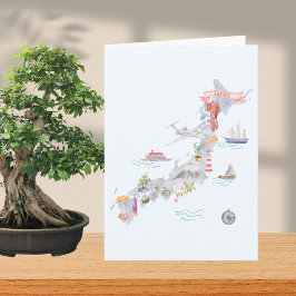 Tarjeta Japan Illustrated Map Folded Greeting