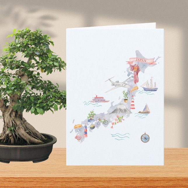 Tarjeta Japan Illustrated Map Folded Greeting (In situ)