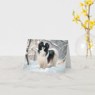 Tarjeta Japanese Chin Deja que nieve Navidad