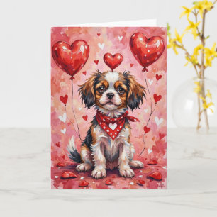 Tarjeta Japanese Chin San Valentín Perro Sentado con Coraz