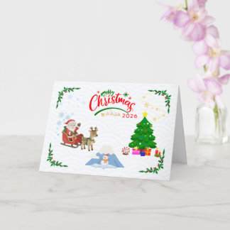 Tarjeta Japanese Christmas Card 2026 with Mount Fuji, Sant