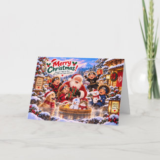 Tarjeta Japanese Christmas Card with Santa and Kids