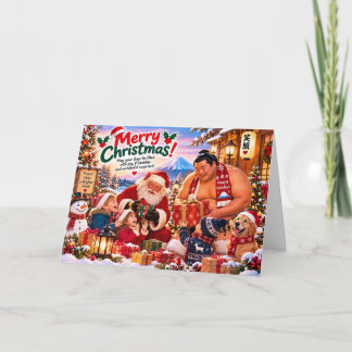 Tarjeta Japanese Christmas Card with Sumo, Santa and Kids