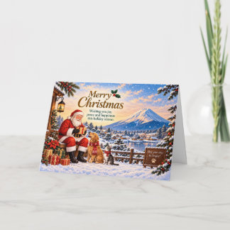 Tarjeta Japanese Christmas with Mount Fuji and Santa