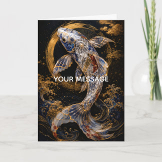 Tarjeta Japanese Koi Fish Kintsugi Gold Art Personalized