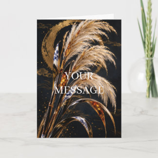 Tarjeta Japanese Susuki Pampas Grass Gold Art Card