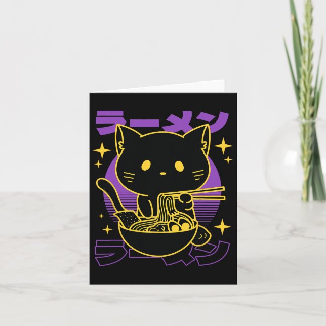 Tarjeta Japonés de gato Ramen (Anverso)