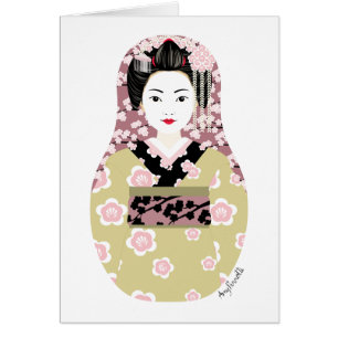 Tarjeta japonesa de Matryoshka del geisha