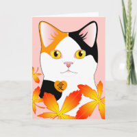 tarjeta japonesa del gato del kanji del 愛三毛猫 te