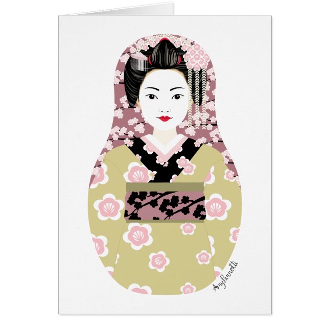 Tarjeta japonesa Geisha Matryoshka (Frente)