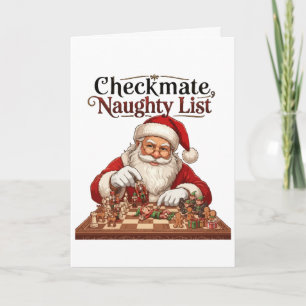 Tarjeta Jaque Mate Lista Traviesa Navidad Santa Ajedrez