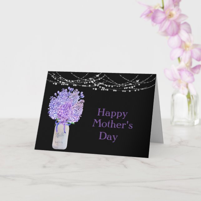 Tarjeta Jar de Lilacs - Luces de cadena sobre el Día de la (Orquídea)