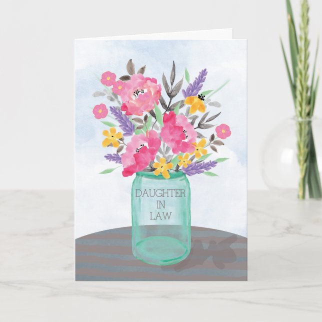 Tarjeta Jar Vase del Día de la Hija en la ley de la madre  (Anverso)