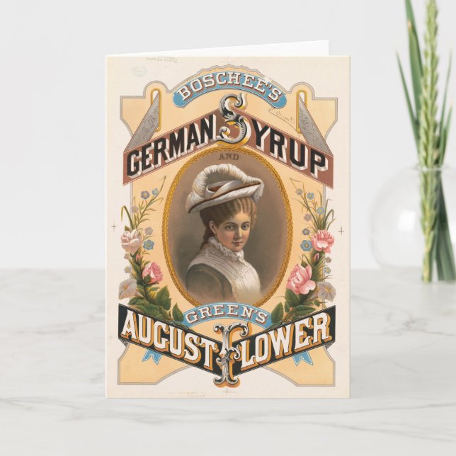 Tarjeta Jarabe alemán de Boschee y flores verdes de agosto (Anverso)