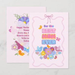 Tarjeta Jardín Caprichoso de Aves y Mariposas La Mejor Mam