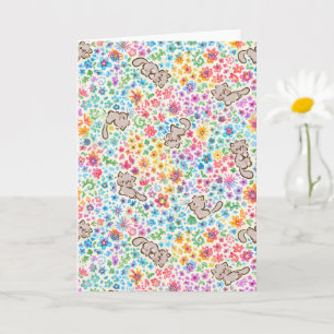 Tarjeta Jardín Caprichoso de Pebble Gato Gris y Floral Bri